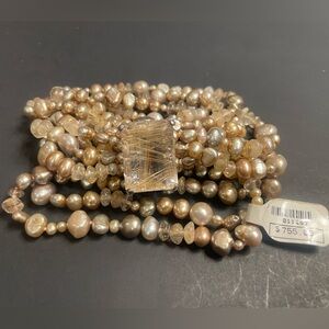 Elegant Natural Pearl and Quartz  Bracelet